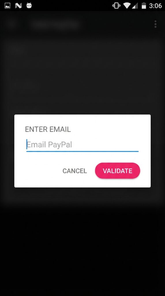Cuadro de diálogo para ingresar el correo de PayPal en MXL TV.